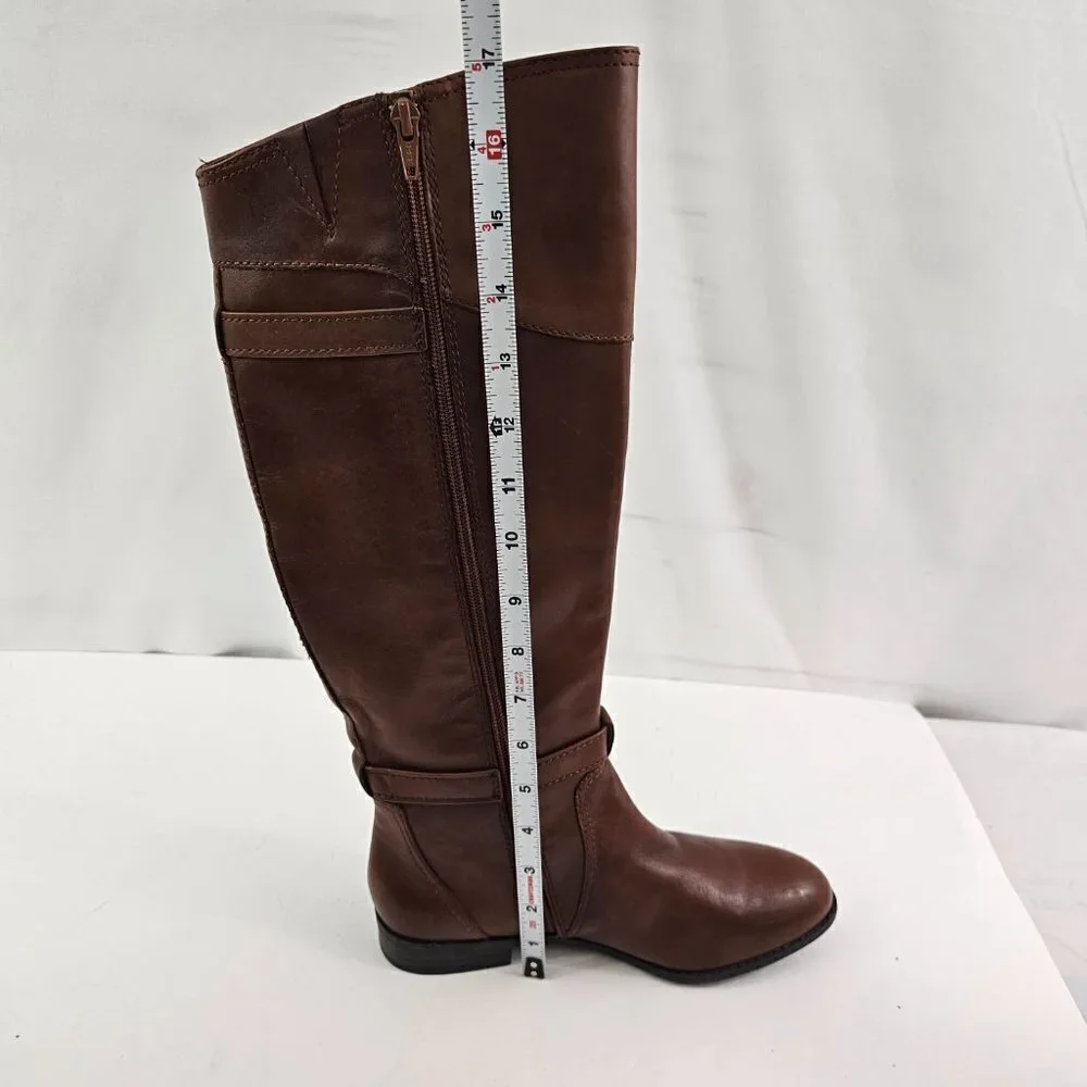 Alex Marie Women’s Tall Brown Knee High Leather Riding Boots Size 6.5M